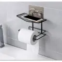 Wrought Iron Wall Mounted Toilet Paper Roll Holder with Phone or Soap Shelf