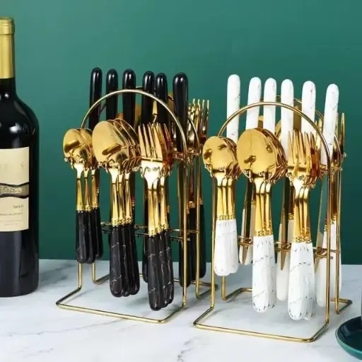 24pcs marble cutlery set