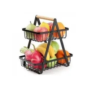 2 layer metallic fruit basket